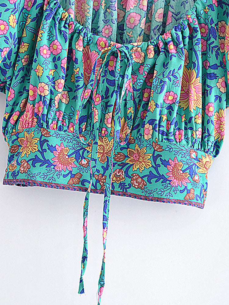 Boho Two Piece Set, Two Piece Skirt Set, Wild Floral in Navy