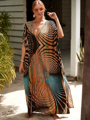 Boho Maxi Dress - Beach Dress, Kaftan Dress Danica Navy Butterfly