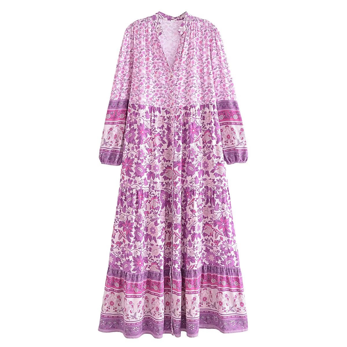 Maxi Dress, Boho Gown Dress, Scilla Elise in Pink and Blue