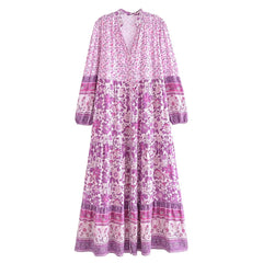 Maxi Dress, Boho Gown Dress, Scilla Elise in Pink and Blue