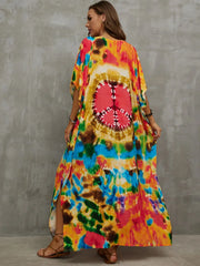 Boho Maxi Dress - Beach Dress, Kaftan Dress Tie dried Dream in Orange