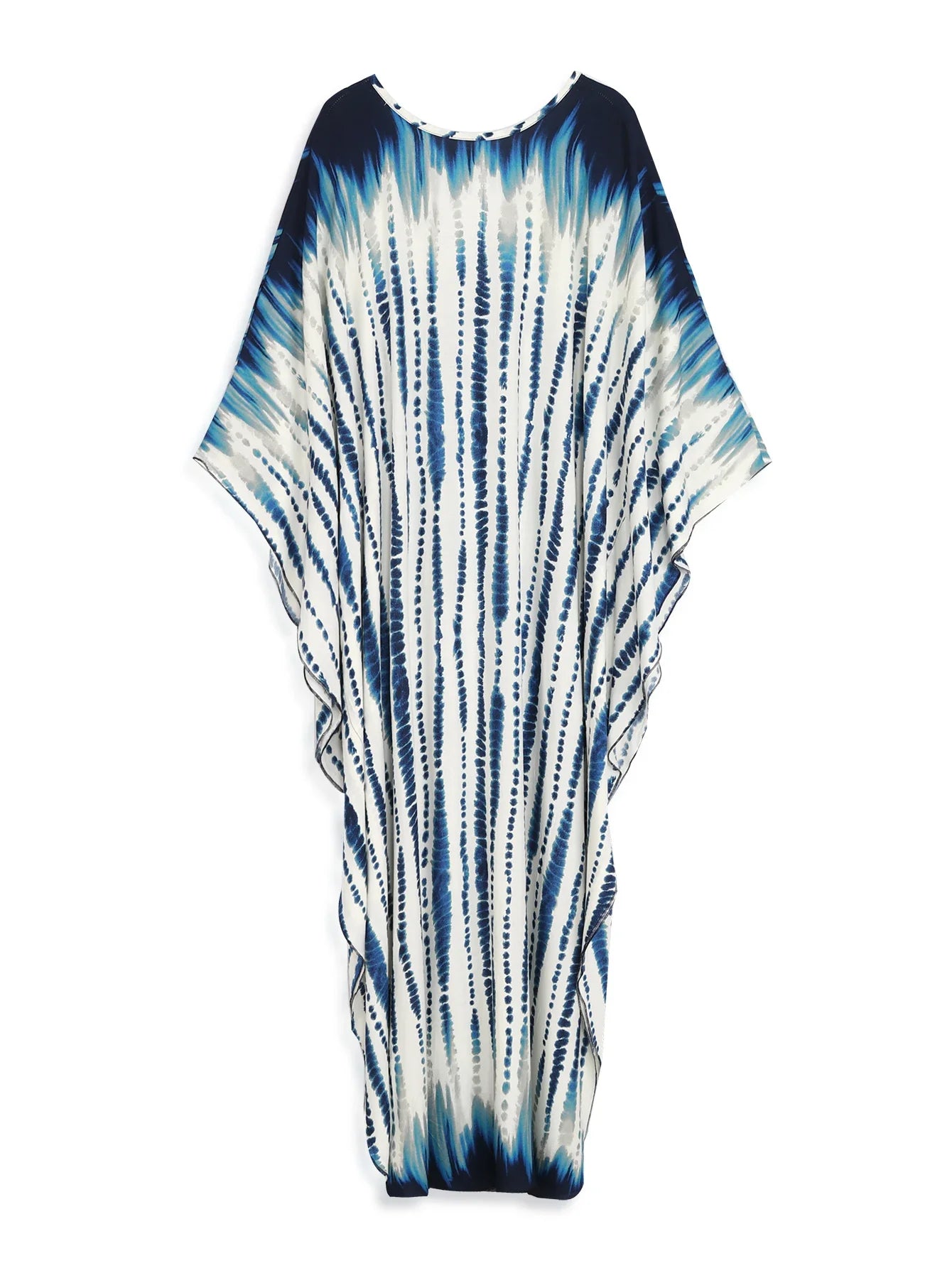 Boho Maxi Dress - Beach Dress, Kaftan Dress Vintage Embroidered in Danica Tie Dye Navy