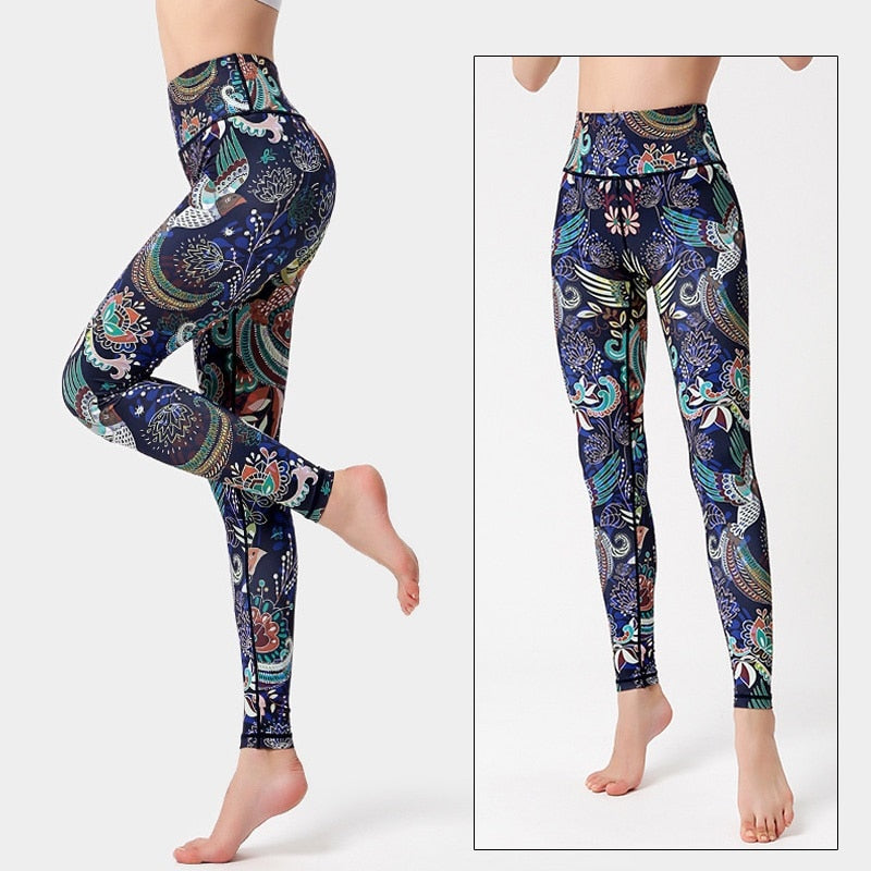Yoga Legging, Yoga Pants, Boho Legging, Tight with Pocket Forrest in Rose Red Flower