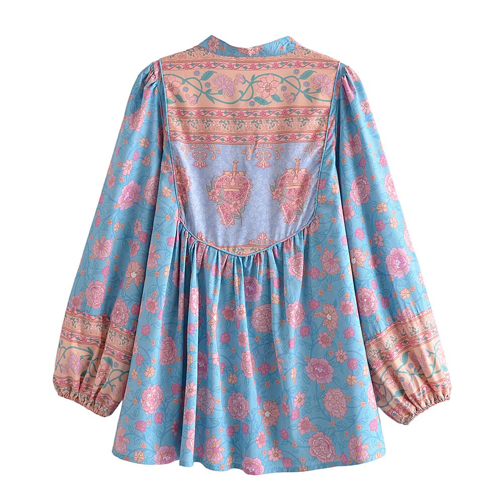 Boho Tops for Women, Boho Tops for Women, Boho Blouse, Blue Secreat Heart