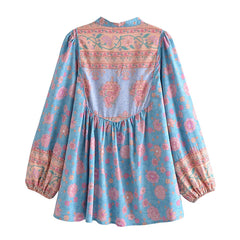 Boho Tops for Women, Boho Tops for Women, Boho Blouse, Blue Secreat Heart