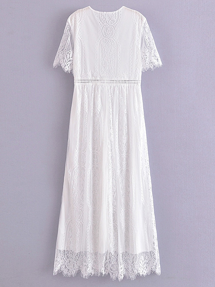 Maxi Dress - Boho Dress - Sundress - Lace Dress - White Altar