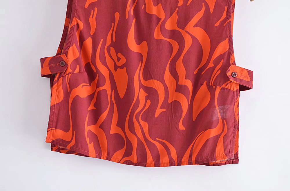 Boho Two Piece Set, Crop Top and Midi Skirt, Her Flaming in Red