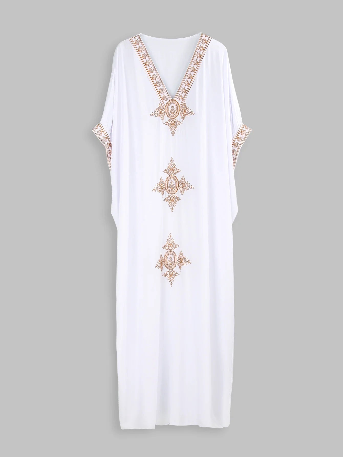 Boho Maxi Dress - Beach Dress, Kaftan Dress Vintage Embroidered in Liliana Navy