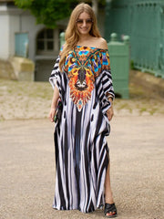 Boho Maxi Dress - Beach Dress, Kaftan Dress Allegra Blue Zebra