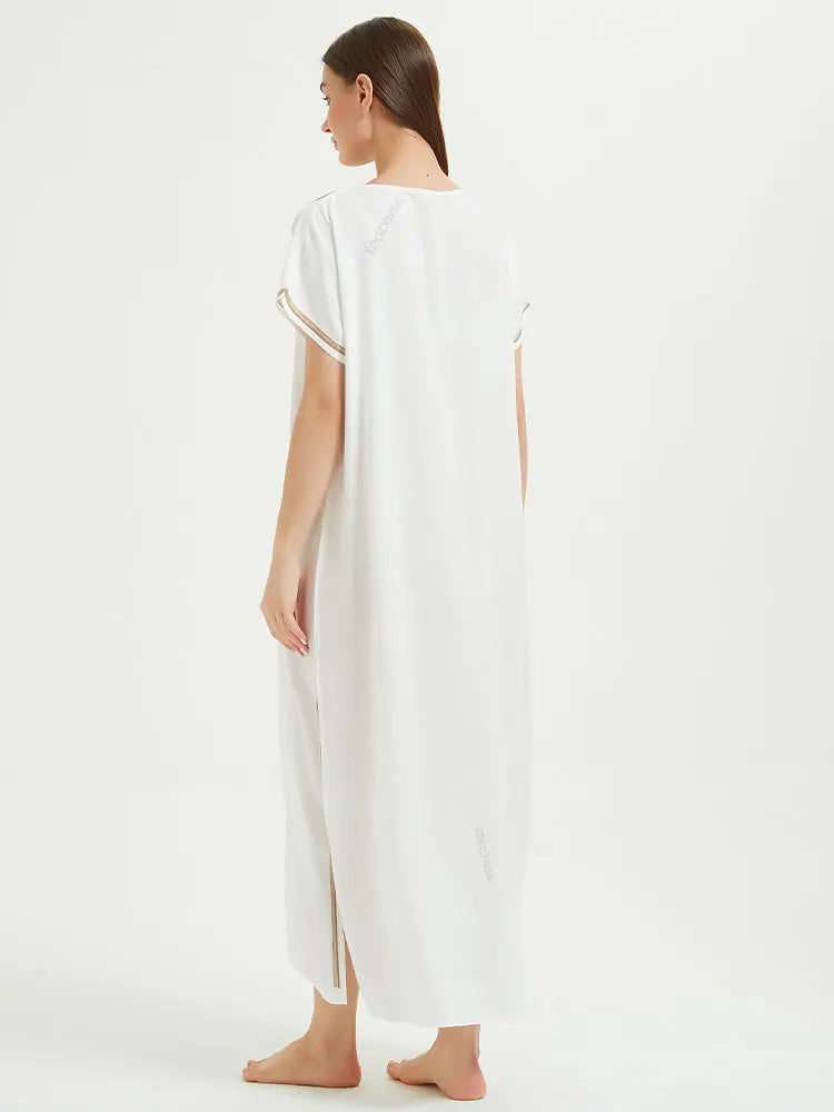 Boho Maxi Dress - Beach Dress, Kaftan Dress Vintage Embroidered in Myla Blue and Black