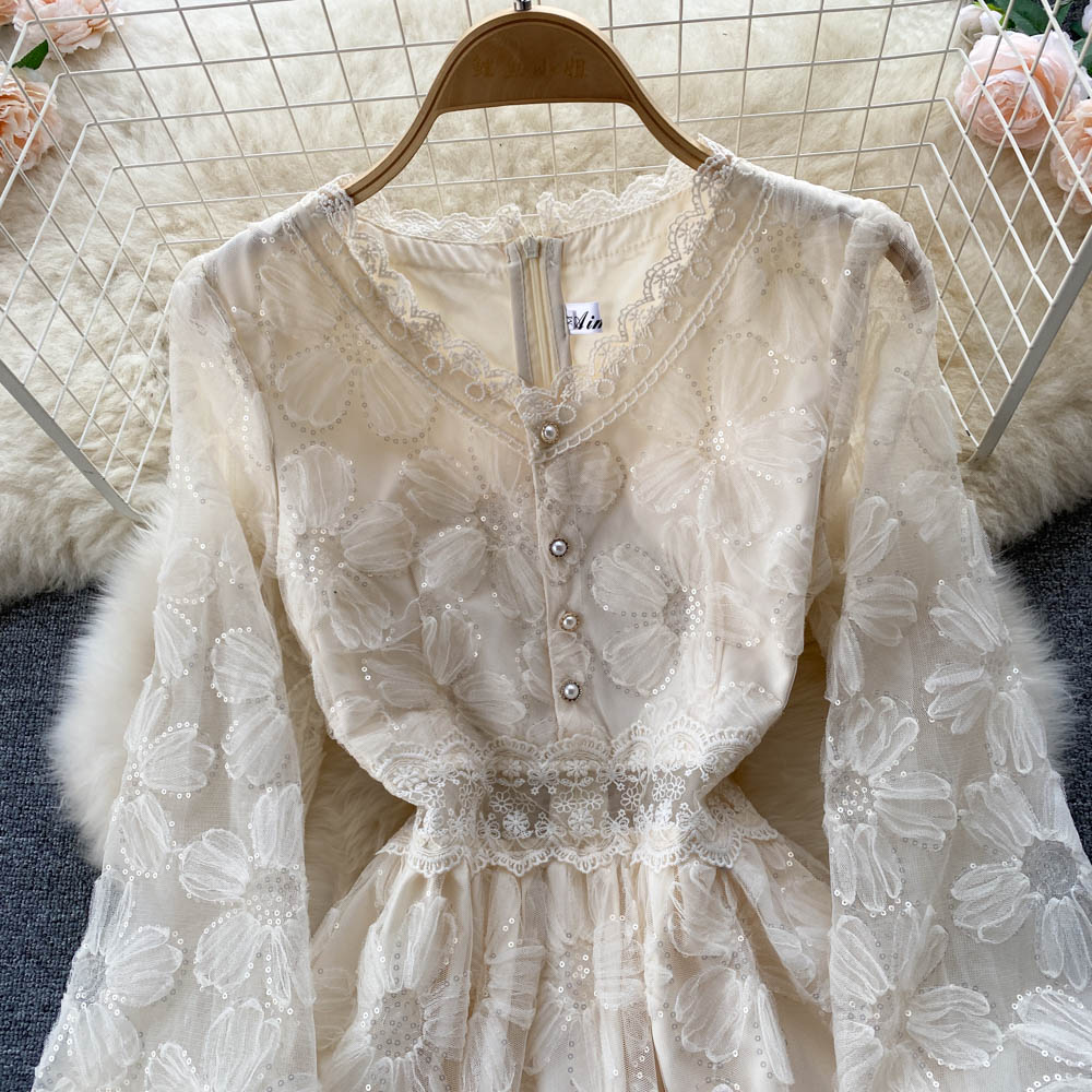 Vintage Dress - Boho Maxi Dress - Lace French Style Long Dress Victoria
