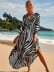 Boho Maxi Dress - Beach Dress, Kaftan Akari Dress Black Curve