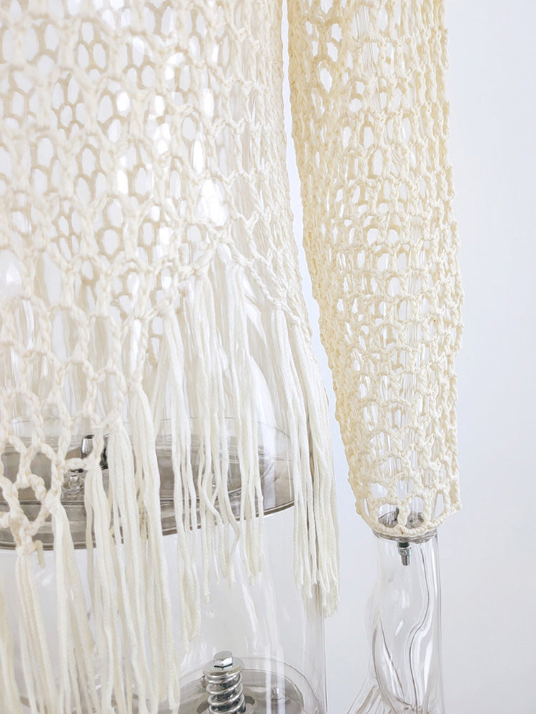 Boho Crop Top, Beach Cover Up, Fringe in Fringe  in Beige