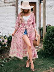 Boho Robe, Kimono Robe, Beach Cover up, Lily Rose in Pink