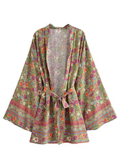 Boho Kimono Robe - Beach Cover-up in Riley Green Pine
