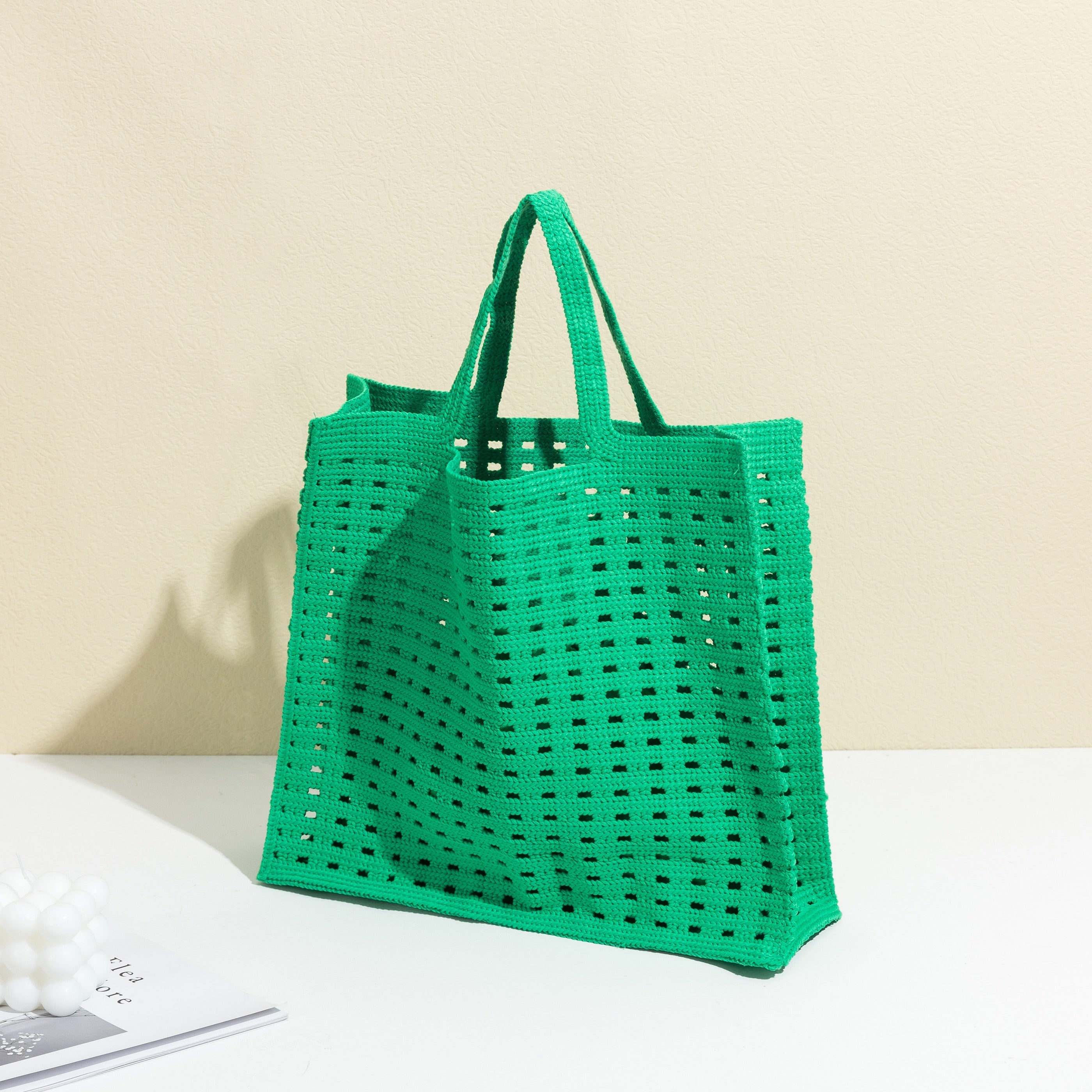 Boho Bag, Tote Bags, Crochet Tote Shopper Handbags in Pink, Blue, Black, Green