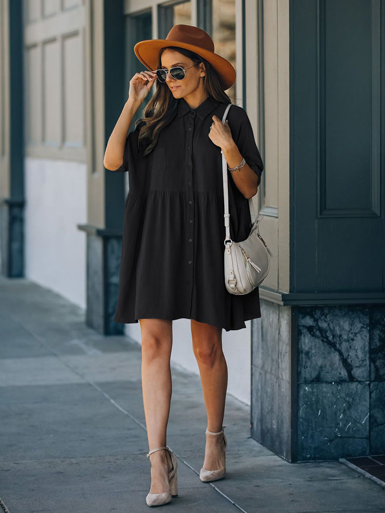 Boho Mini Dress Beach Dress, Tunic Dress, Nora in Black