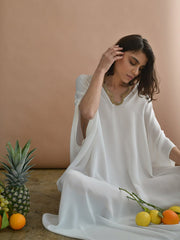 Boho Maxi Dress, Beach Dress, Kaftan Dress, Wren White