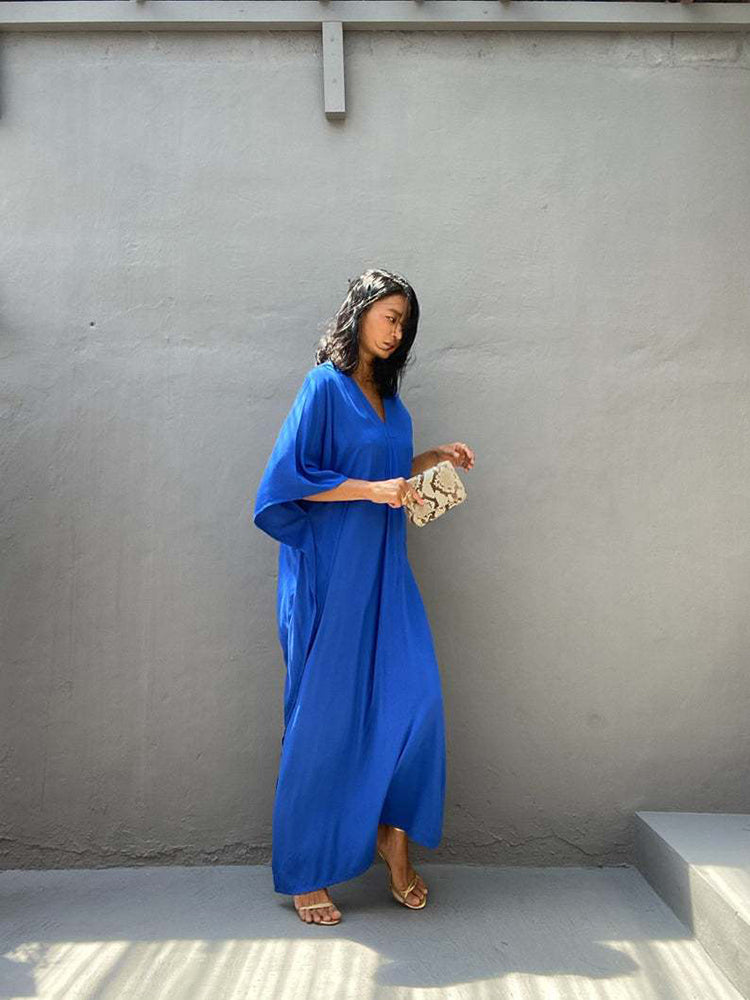 Boho Maxi Dress, Beach Dress, Kaftan Zaynab in Red, Blue, White and Yellow