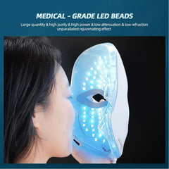LED Face Mask Light Therapy - 7 Color Photon Blue & Red Light Maintenance Skin Rejuvenation, Boho Beauty Gadgets