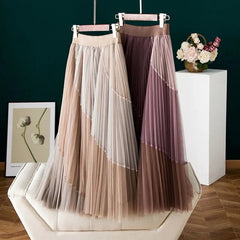 Boho Skirt, Hippie Skirts, Midi Pleated Skirt, Amanda Tulle Skirt in Apricot