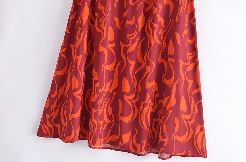 Boho Two Piece Set, Crop Top and Midi Skirt, Her Flaming in Red