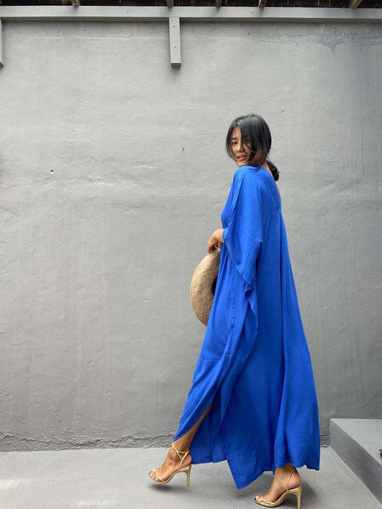 Boho Maxi Dress, Beach Dress, Kaftan Zaynab in Red, Blue, White and Yellow