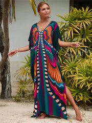 Boho Maxi Dress - Beach Dress, Kaftan Dress Danica Navy Butterfly