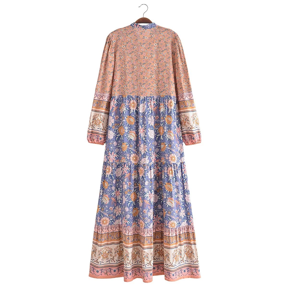Maxi Dress, Boho Gown Dress, Scilla Elise in Pink and Blue