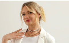 Boho Necklace, Peal Choker, White Sea Shell with Heart