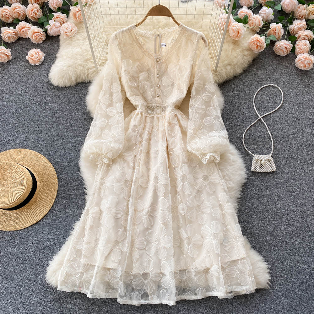 Vintage Dress - Boho Maxi Dress - Lace French Style Long Dress Victoria