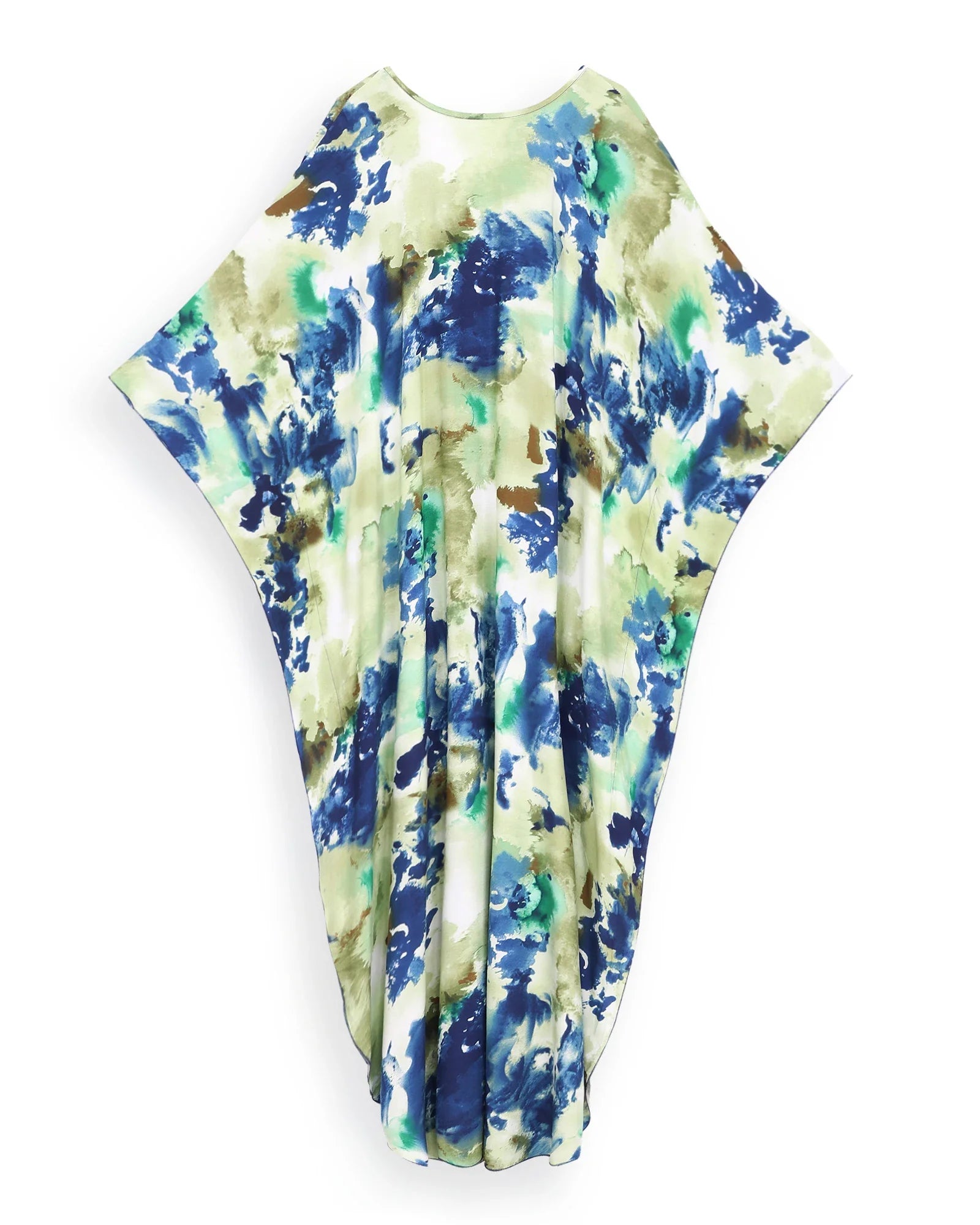 Boho Maxi Dress - Beach Dress, Kaftan Dress Vintage Embroidered in Danica Tie Dye Green Jobelle