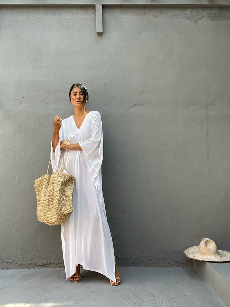 Boho Maxi Dress, Beach Dress, Kaftan Zaynab in Red, Blue, White and Yellow