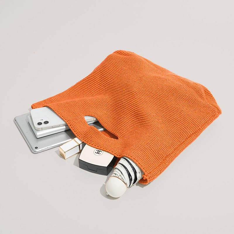 Boho Bag, Hobo Bags, Knitting Tote Bag, Satchel Handbags in Orange, Beige, Green