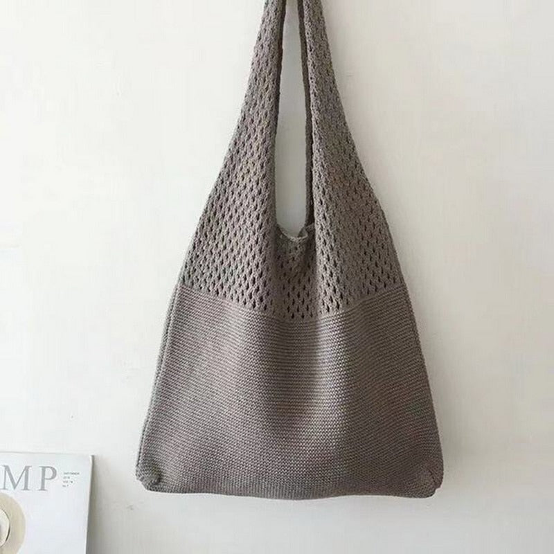 Boho Bag, Tote Bags, Crochet Tote, Knitted Shopper Handbags in Black, Beige, Brown and 10 colors