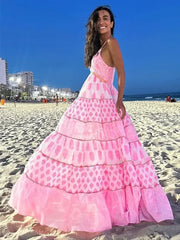 Boho Beach Dress - Backless Summer Vacation Vibes - Pink India Moon