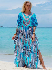 Boho Maxi Dress - Beach Dress, Kaftan Dress Allegra Brown Zebra