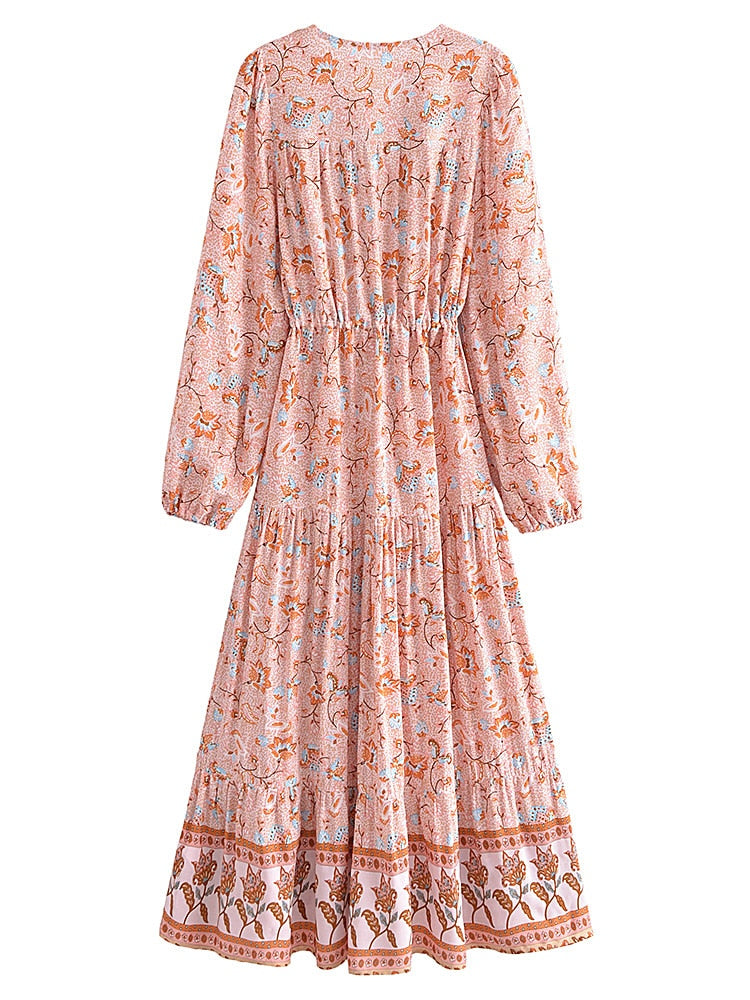 Boho Maxi Dress, Gown, Vacation in  River Pink