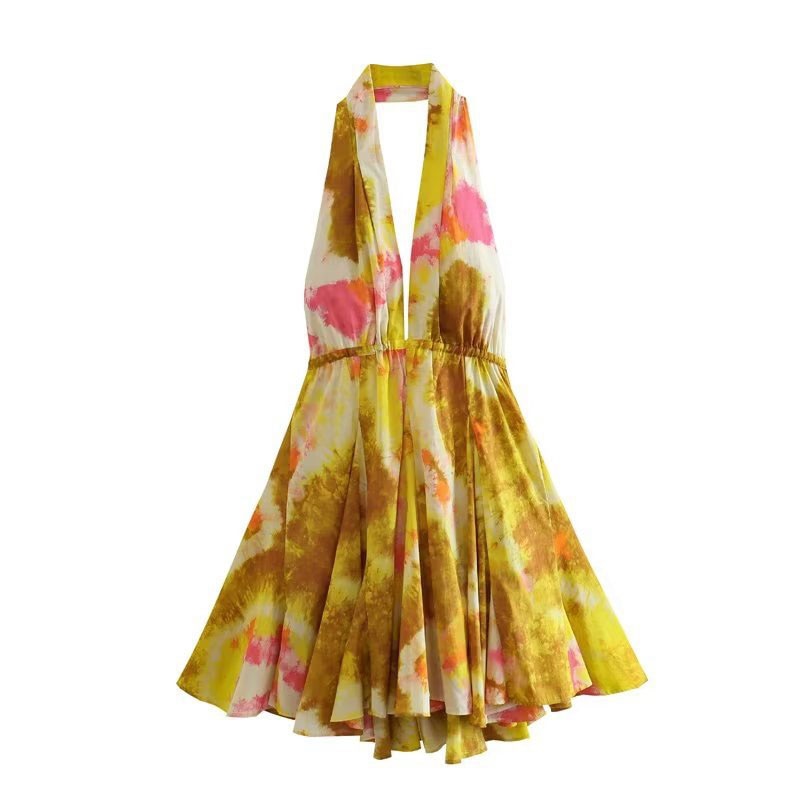 Boho Beach Dress - Mini Sexy Tie Dye Backless Halter Dress - Inner Wanderer