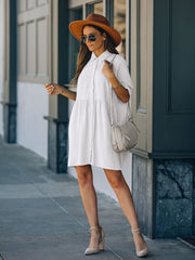 Boho Mini Dress Beach Dress, Tunic Dress, Nora in White