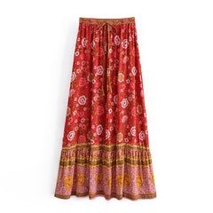 Boho Skirt, Hippie Skirts, Maxi Skirt, Verbena Flower in Blue