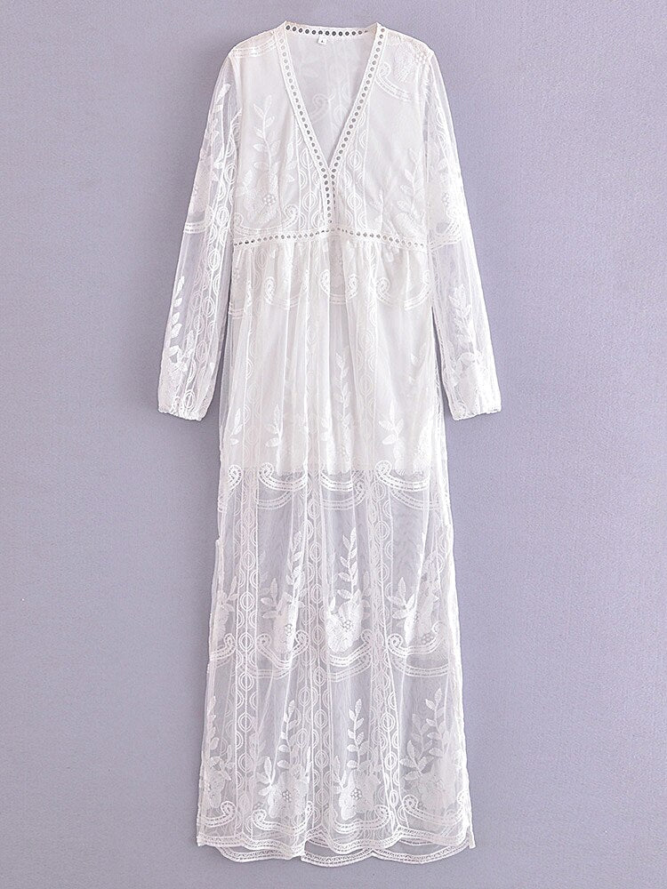 Maxi Dress - Boho Dress - Sundress - Lace Dress - White Aitana