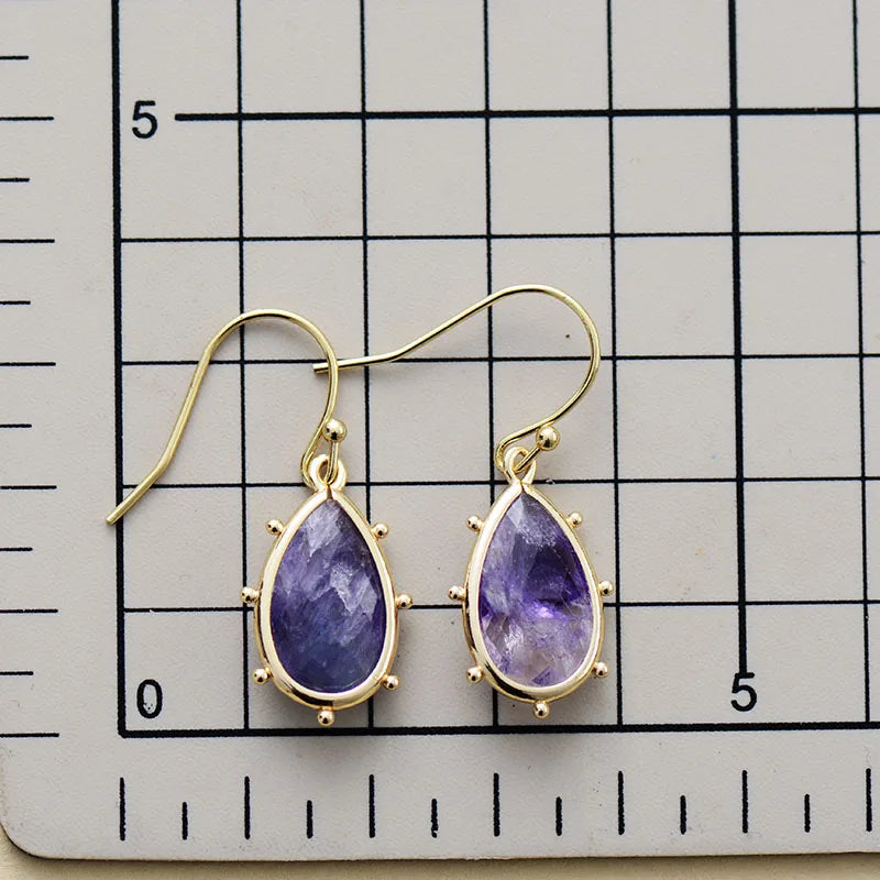 Boho Earrings - Dangle Fluorite Huggie Earrings