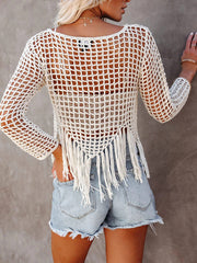 Boho Crop Top, Beach Cover Up, Fringe in Fringe  in Beige
