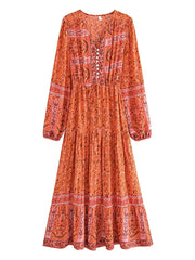 Maxi Dress - Boho Dress - Maxi Boho Sundress - Addison in Pink and Green