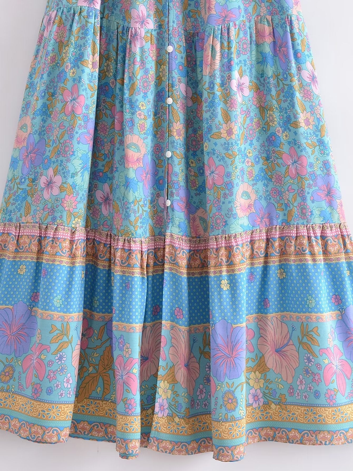 Maxi Dress - Boho Dress - Sundress - Scilla Pivoine in Pink and Blue
