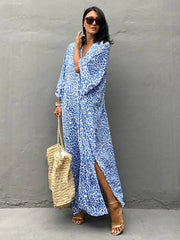Boho Dress, Beach Dress, Blue Fern