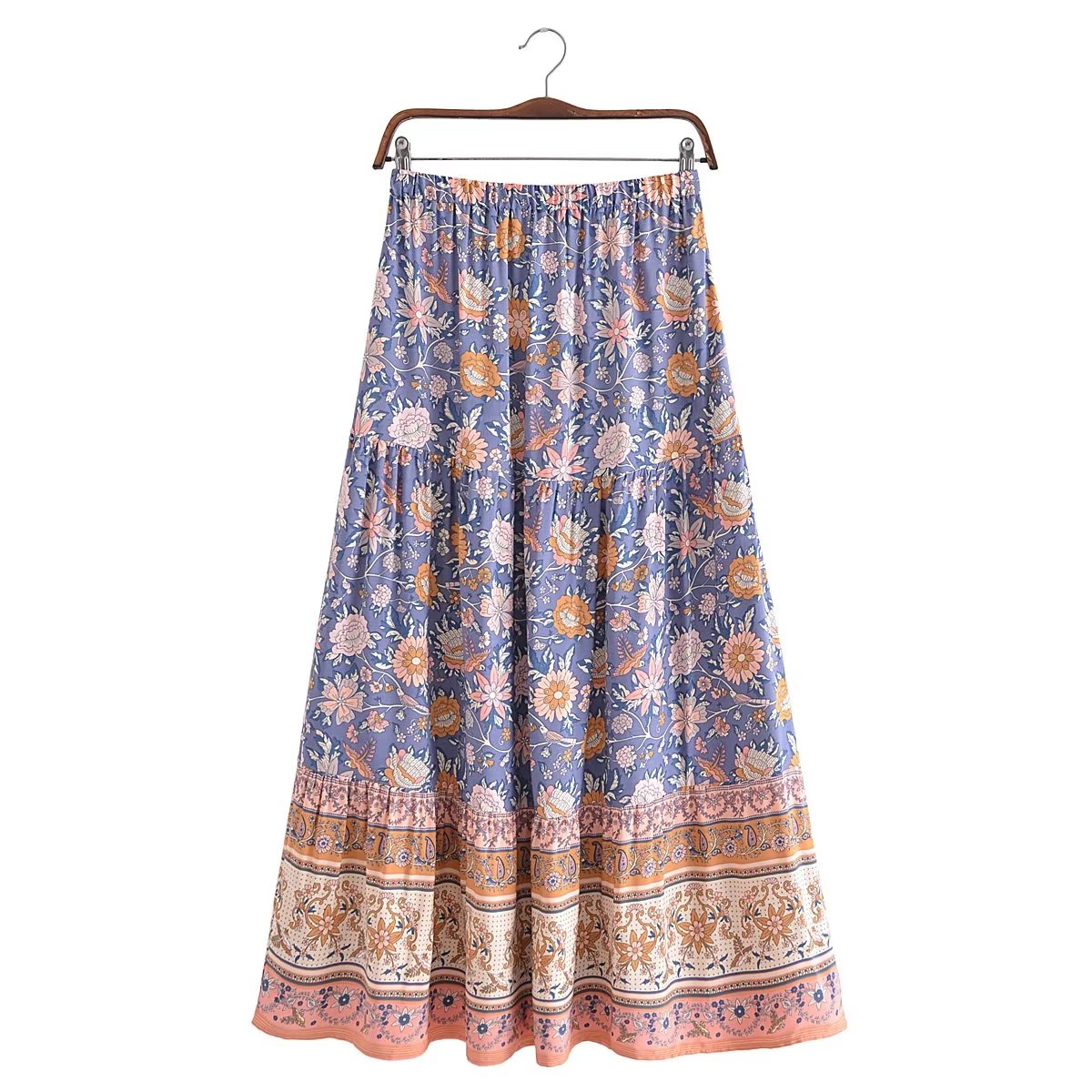 Boho Skirt, Hippie Skirts, Maxi Skirt,  Scilla Elise in Pink and Blue