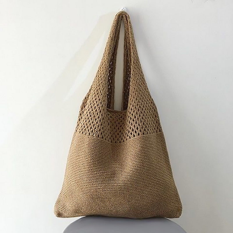 Boho Bag, Tote Bags, Crochet Tote, Knitted Shopper Handbags in Black, Beige, Brown and 10 colors