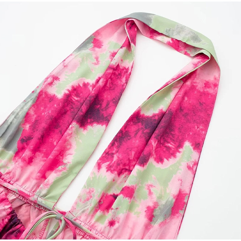 Boho Beach Dress - Mini Sexy Tie Dye Backless Halter Dress - Inner Wanderer